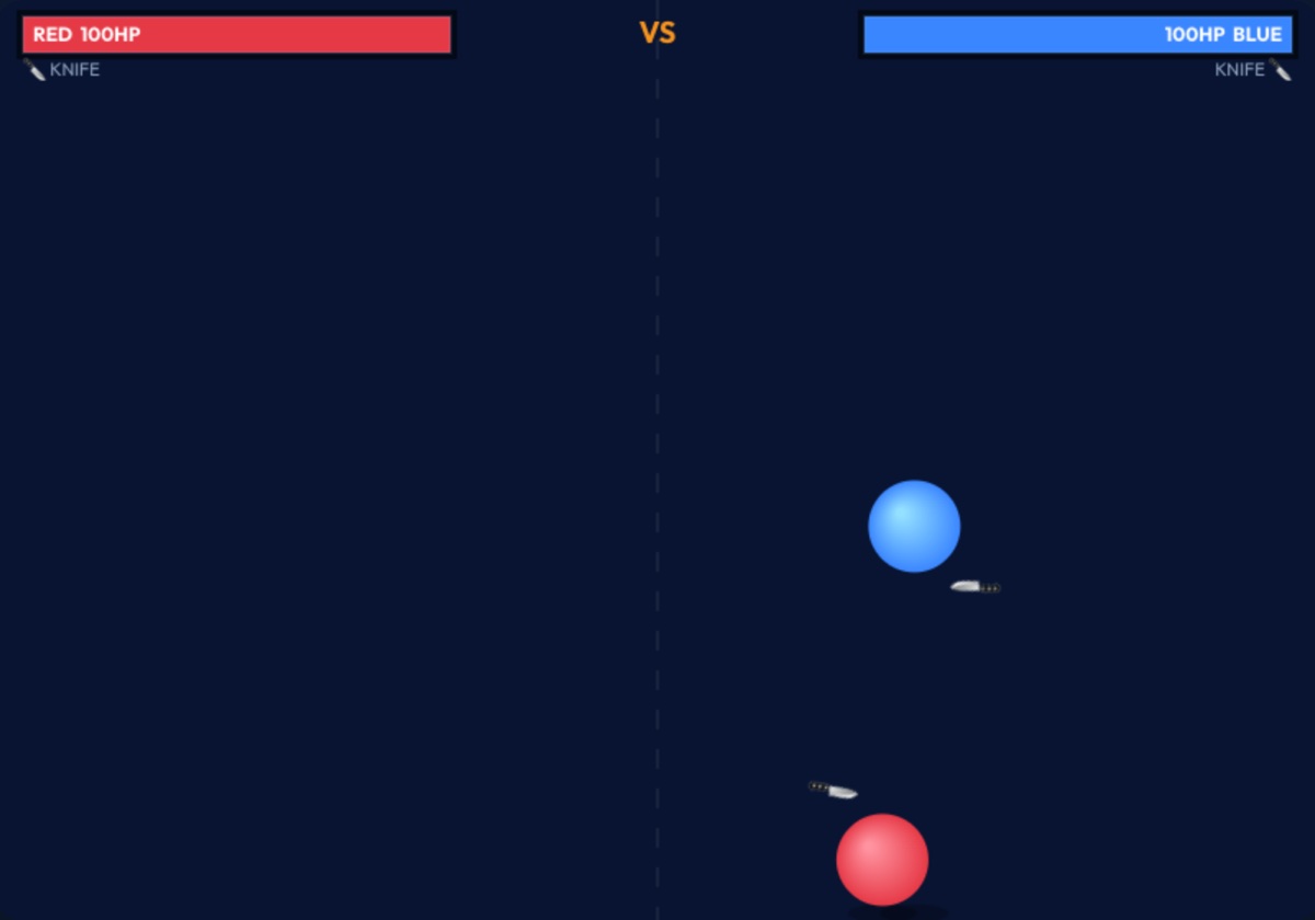 Ball Brawl, red and blue balls fighting with knives