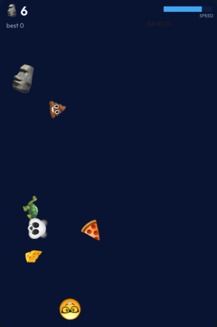 Moai Slicer in play, slicing fruit and dodging a bomb