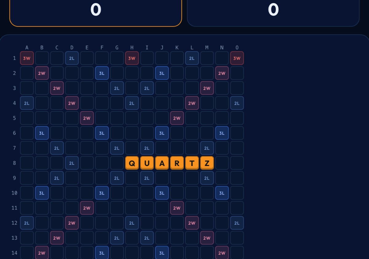 The Scrabble Scorer start screen